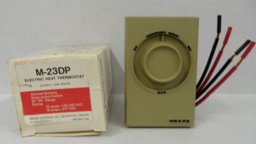 New NOS Mears M-23DP Electric Heat Thermostat Double Line Break