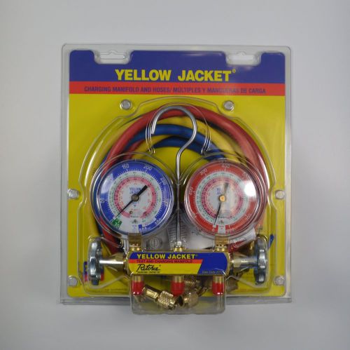 Yellow jacket 42201 manifold 60&#034; plus ii ball valve hoses for r-22/404a/410a for sale