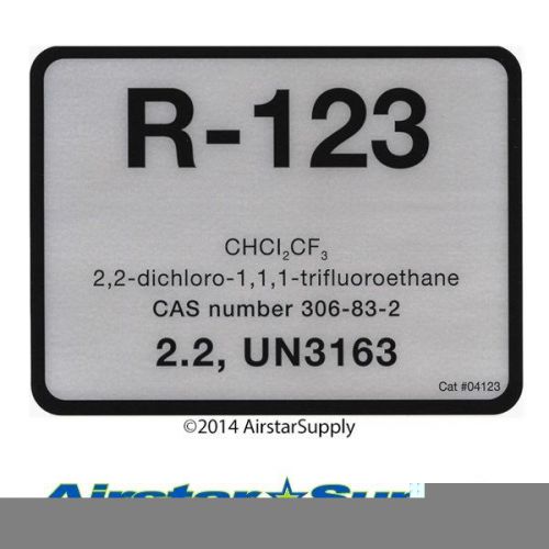 R-123  •  refrigerant identification label  •  pack of (10) labels for sale
