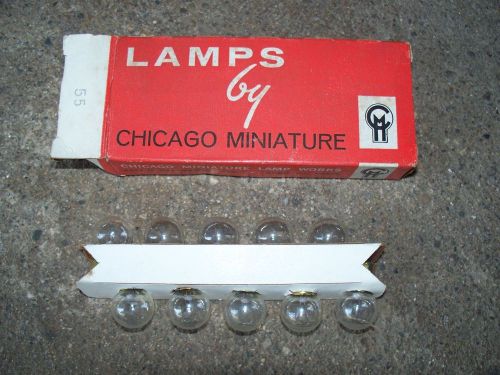 -NOS- (5) Chicago Miniature CM-55 Light Bulbs Lamps GE #55