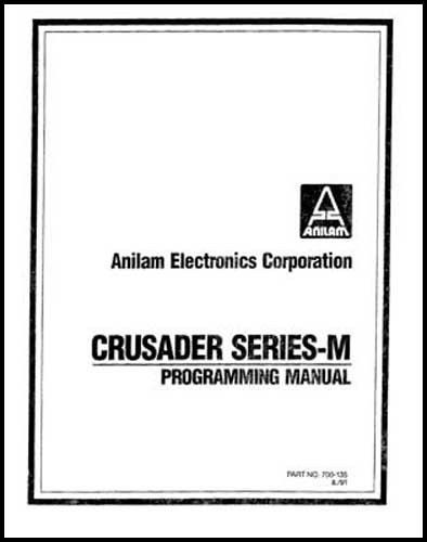 Anilam Crusader Series M CNC Programming Manual