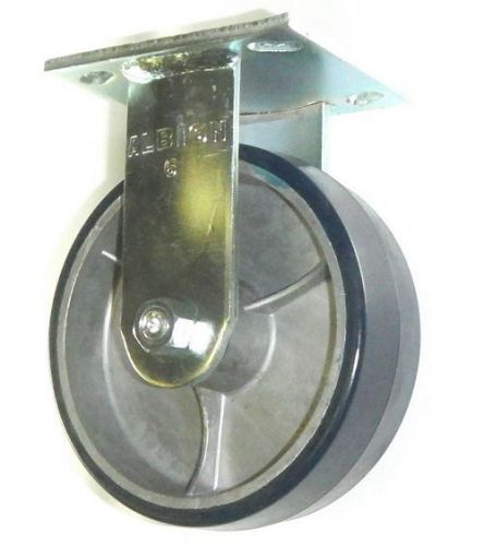 Heavy duty rigid caster with polyurethane on aluminum 6&#034; x 2&#034; 1200# capacity for sale