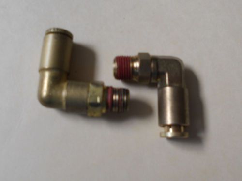 (2) New Brass Elbow 90 deg, Push In, Swivel Male,1/4 x 1/8 Push In x MIP,Reducer