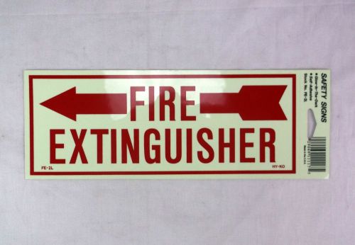 Glow-in-the-dark fire extinguisher left arrow sign self adhesive 10&#034; x 4&#034; hy-ko for sale