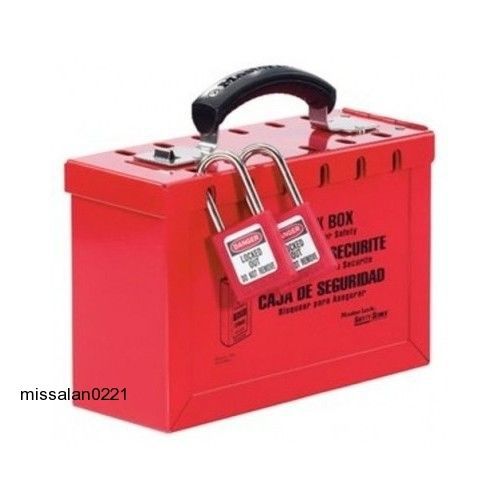 Lockout tagout box portable group red steel loose key organizing secure system for sale