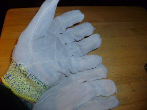 3 pair medium cut resistant level 3 leather reinforced palm gloves for sale