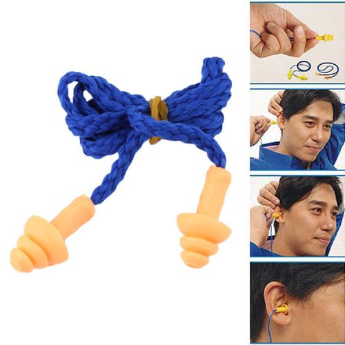 XAFD 2Pcs Soft Silicone Corded Ear Plugs Reusable Hearing Protection Earplugs