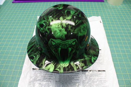 New custom snake venum green full brim hard hat ratchet head gear jackson safety for sale
