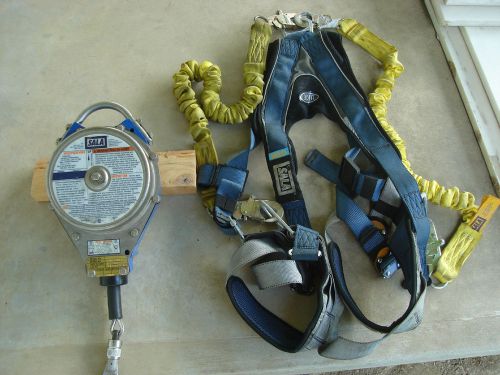 SALA EXOFIT HARNESS SZ M, SHOCKWAVE 2 LANYARDS, AND SALA SRL, 50 FT, USED