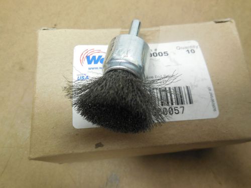 1 pcs weiler 3/4&#034; crimped wire .006&#034; steel end brush 1/4 shank edp 10005 eba-21 for sale