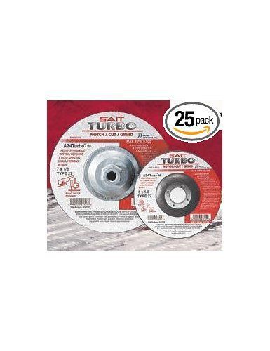 Sait 23705 type 27 cutting/grinding wheel a24 turbo, 5&#034; x 1/8&#034; x 7/8&#034; -box of 25 for sale