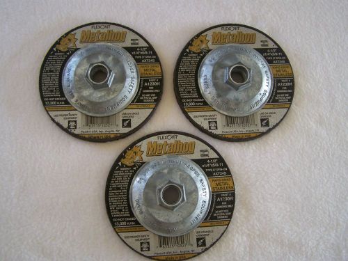 3 Flexovit Metalhog Angle Grinding Discs 1/4&#034; with Hub Stainless Part #A1230H