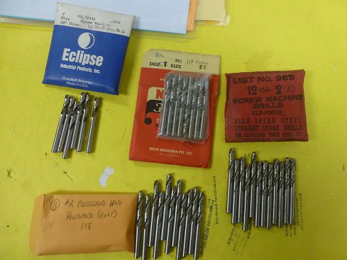 Screw machine drill #2 {.221&#034; dia} high speed 118 point bright 37 pcs new$14.80 for sale