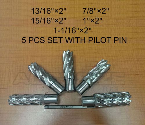 11pc/set hss annular cutters 2&#034; cutting depth w/ pilot pins, 13/16&#034; to 3/4&#034; #hi1 for sale
