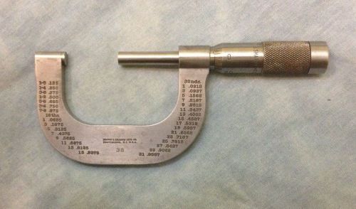 Micrometer, vintage brown &amp; sharpe no. 38, (1 - 2&#034;) micrometer made in usa for sale