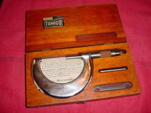 TUMICO 1&#034;-2&#034; CHROME PLATED MICROMETER IN BOX