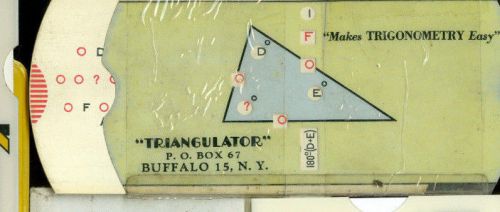Vintage Trigonometry Triangulator Angle Finder Slide Rule Chart Trical Company