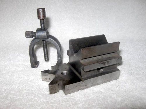 Vintage starrett no. 567 v-block with clamp - fish tail style workholding for sale