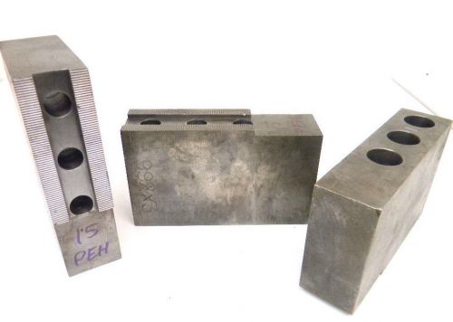 Set of 3 huron serrated lathe chuck soft jaws 15-peh (1/16&#034; x 90° serrations) for sale