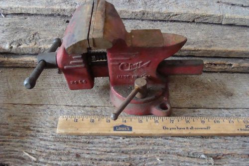 VINTAGE CHIEF NO L4 4&#034; BENCH VISE WITH ANVIL SWIVEL Craft Industrial Art Jewler