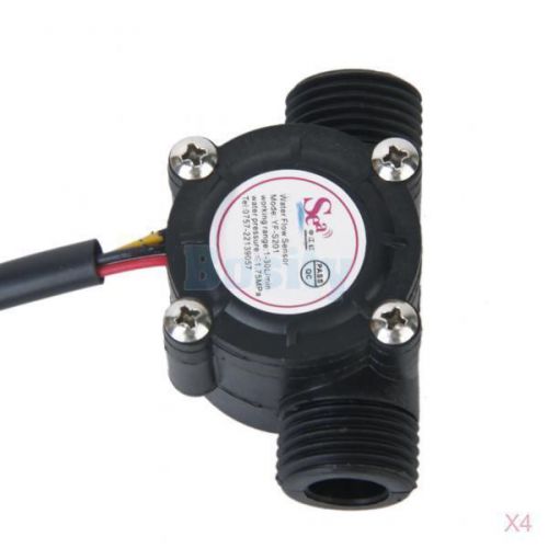 4x 1-30L/min Water Flow Sensor Flowmeter Switch Counter Hall Sensor 1.75Mpa