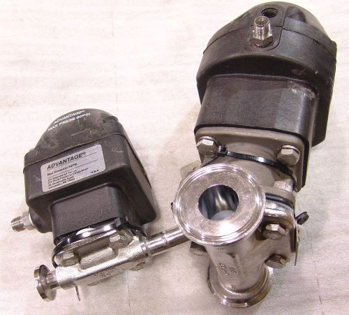 Diaphragm valve 1&#034; tri-clover type pneumatic w/ draw down port for sale
