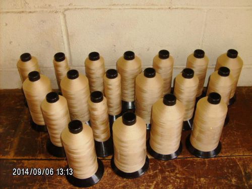 lot of (19) partial cones A&amp;E bonded nylon thread T-70 LT TAN