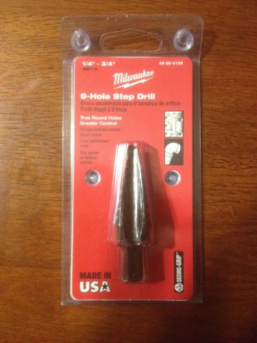 Milwaukee 48-89-9105 Metal Step Drill Bit 9 Hole 1/4 -3/4 inch NEW