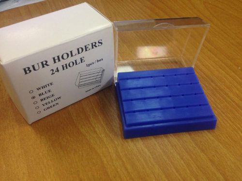 4 Packs durable Dental Plastic Burs Block Box 24 Holes blue Color NEW type sale