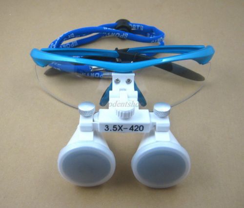 1pc3.5X-420mm Dental Surgical Binocular Loupes without battery Blue + White
