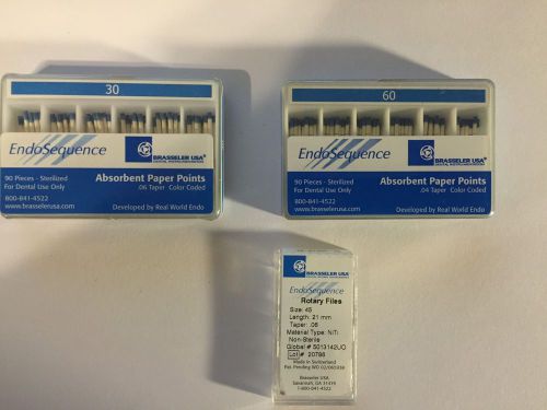 Brasseler endosequence files and paper points .06 taper size 45 for sale