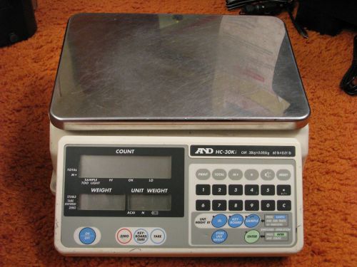 A&amp;d hc-30ki digital counting scale 60lb x .01lb 30kg x .005kg    parts or repair for sale