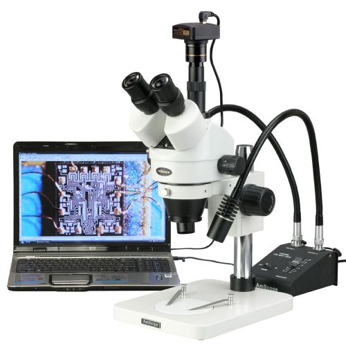 3.5x-225x digital zoom stereo microscope w gooseneck led lights+3mp usb camera for sale