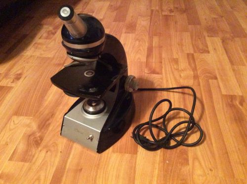 Vintage Microscope Lighted Adjustable Viewer Platform Dark Blue Works 1960s/70s