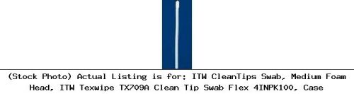 ITW CleanTips Swab, Medium Foam Head, ITW Texwipe TX709A Clean Tip Swab Flex
