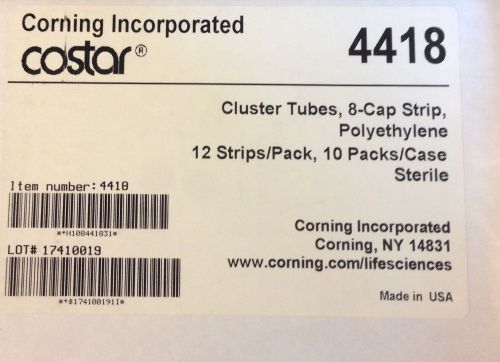 Corning® 96 well polyethylene cluster tube 8-cap strips, sterile (product #4418) for sale
