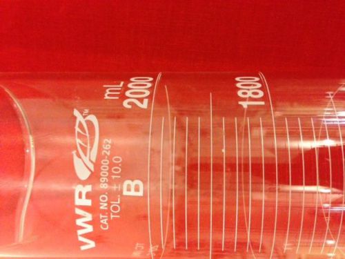 VWR Class B Glass 2000mL cat. no. 89000-262   Graduated Cylinder