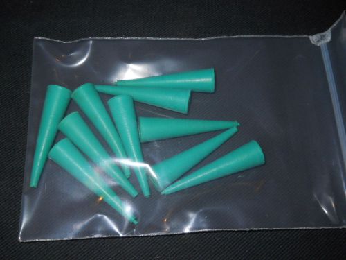 (10) Cole Parmer Green Neoprene Tapered Micro Aperture Stoppers, 12.7 x 3mm