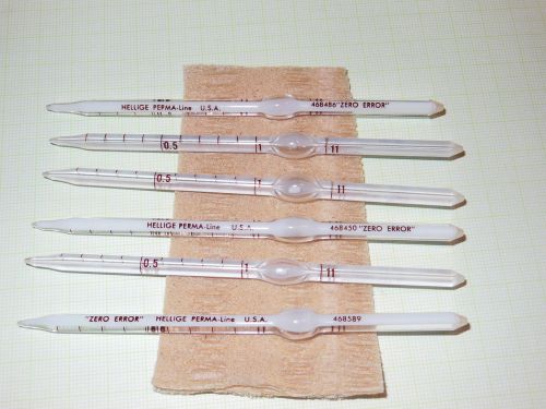 6 White Cell Blood Diluting Pipettes Hemacytometer Hellige Perma-Line Zero Error