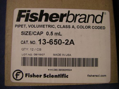 Fisherbrand Pipettes Class A, 0.5, 2, 2.5, 3, 4ml cases of 12 each.