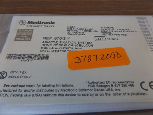 Medtronic 870-314  4mm x 14mm  Bone Screw