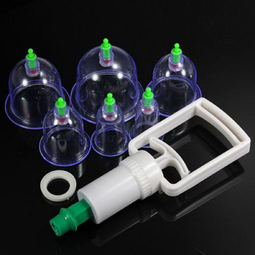 6 Cups Chinese Vacuum Body Cupping Massage+ 4 Magnets Point Home Device