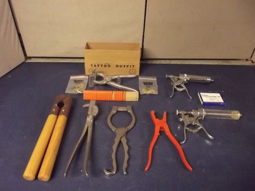 Set of Used Vet Tools Including:Tagger, Newbarry Tool, Emasculators &amp; Lots More