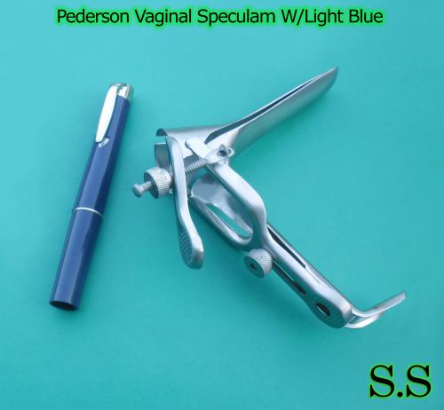 Pederson Vaginal Speculum Large w/Light Blue Ob/Gyneclogy Instruments