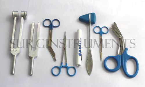 8 piece blue medical kit - diagnostic emt nursing surgical ems student paramedic for sale