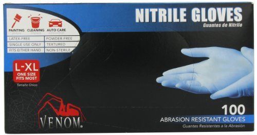 Medline VEN4145 Venom Nitrile Exam Gloves, L/x-large, Black, Powder-free,