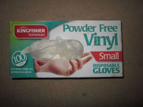 KINGFISHER POWDER FREE VINYL DISPOSABLE GLOVES, sz small, 100 pack