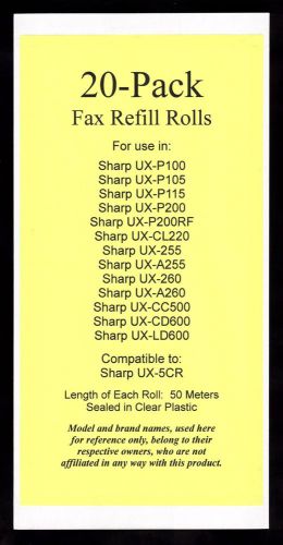 20-pack UX-5CR Fax Refills for Sharp UX-P200 UX-CL220 UX-CC500 UX-CD600 UX-LD600
