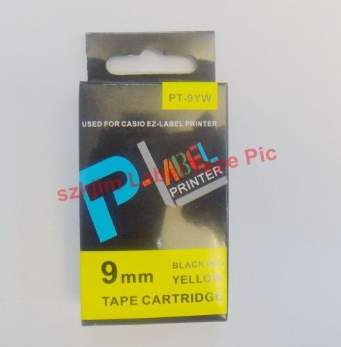 Compatible casio xr-9yw black on yellow 9mm 8m label tape cw-l300 kl-60 xr-9yw1 for sale