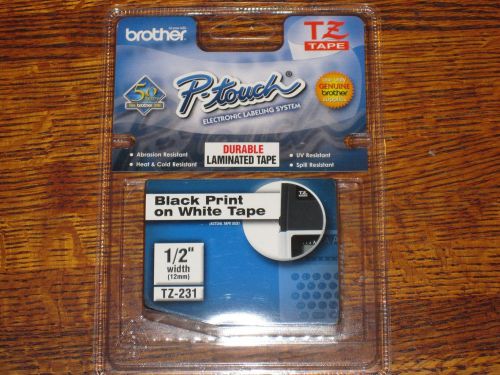 Brother P-touch Tape Cassette TZ-231 Laminated Labels Black Print on White